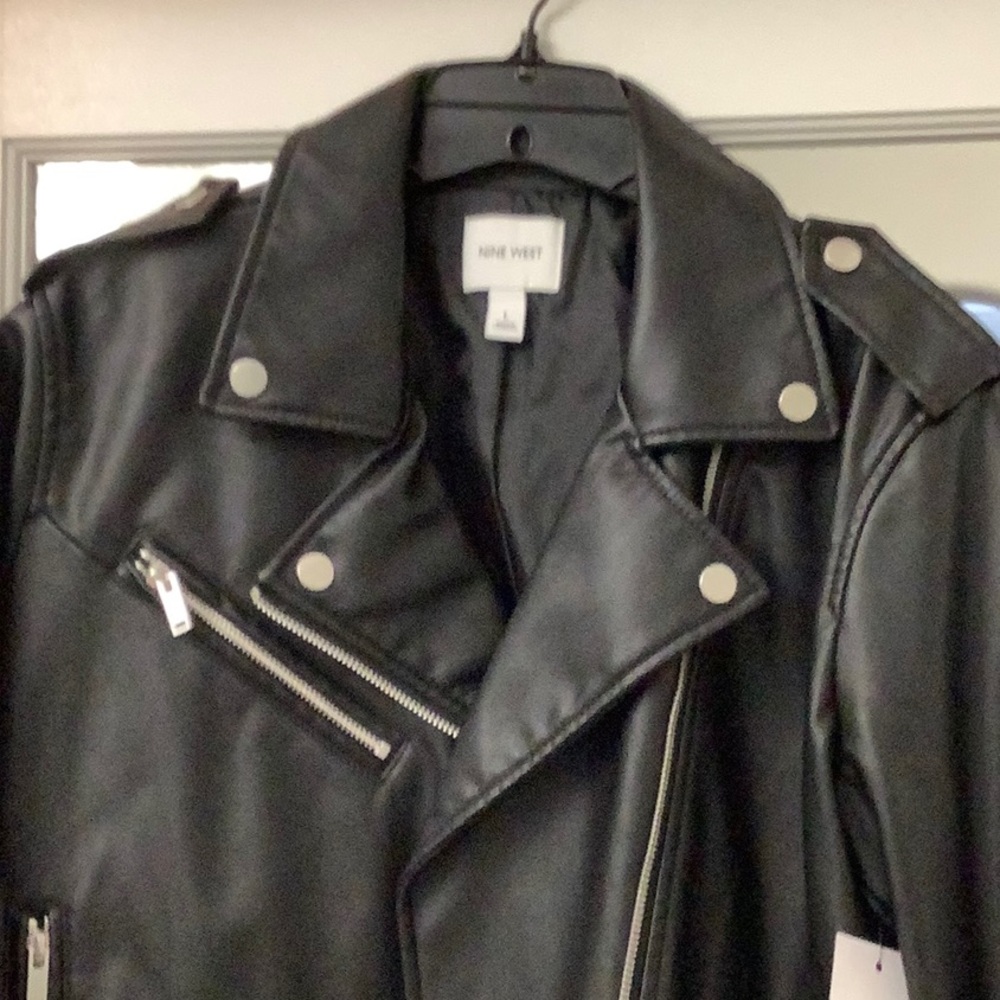 Nine west NWT, black "leather" Moto jacket - Picture 3 of 5